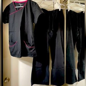 Brand New Scrubs, Butter Soft brand, black with pink trim on top